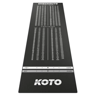 Image of KOTO Carpet Checkout Black 285 x 80 cm, Incl. Score Indicator, Non Slip Dart Mat, Professional Protect Floor and Darts