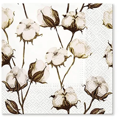 Image of Tete a 3Ply Pastel Flowery Tissue Paper Napkins Serviettes 33cm x Pack of 20 (Cotton Branches)