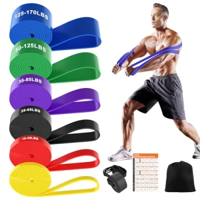 Image of Fokky Resistance Bands Set, 6 Levels Exercise Band Pull Up with Door Anchor, Women Set Men for CrossFit, Stretching, Powerlifting, Strength Training,