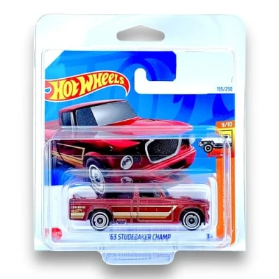 Image of Hot Wheels &#039;63 Studebaker Champ (Red) 9/10 HW Trucks 2024 155/250 (Short Card) COMES IN A GENUINE KLAS CAR KEEPER PROTECTOR CASE HTC35