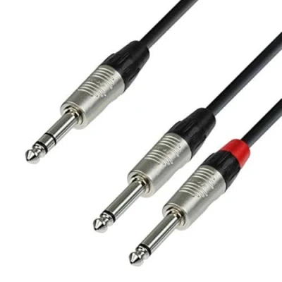 Image of Adam Hall 4 Star Series 0.9m Rean 6.3mm Jack Stereo to 2x 6.3 Mono Audio Cable
