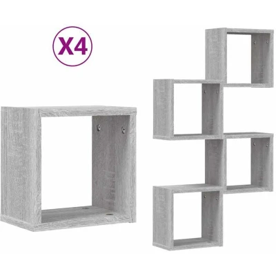 Image of vidaXL Floating Shelves Grey sonoma MDF Medium Wall mounting