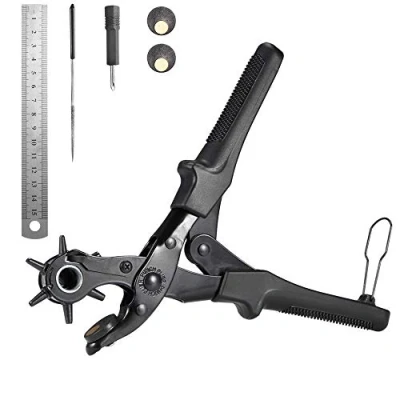 Image of 1 Pcs Kit Revolving Heavy Duty Leather Belt Hole Punch Puncher Cut Eyelet Plier Tools Craft Tools,A