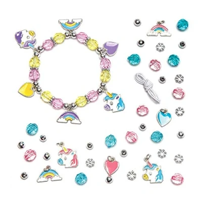 Image of Baker Ross AW622 Unicorn Charm Bracelet Kits (Pack of 3), Assorted, 3 Pack