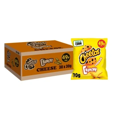 Image of Cheetos Crunchy Crisps Cheese Corn Snacks, 30g (Pack of 30)