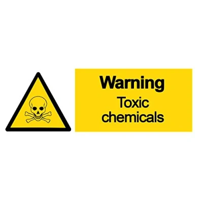 Image of 4 x Warning TOXIC CHEMICALS Sign Removable Self Adhesive Waterproof Durable Vinyl Label Sticker 225mm 106mm