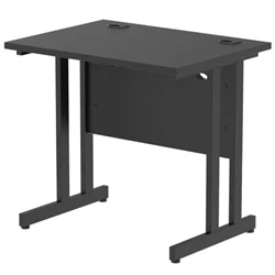 Image of Impulse 800x600mm Straight Office Desk Black Top Cantilever Leg
