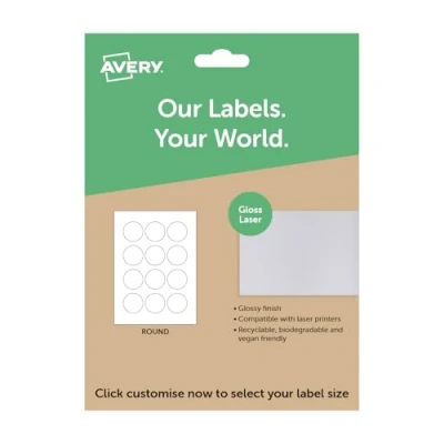 Image of Avery Round Glossy Paper for Laser Printers, A4 Sheet of Labels, Custom Stickers, Personalised Sticky Labels Printing, Product Candle