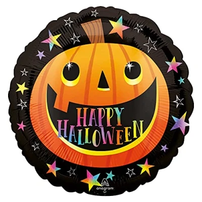 Image of Amscan Anagram 4316701 Smiley Halloween Pumpkin Round Foil Balloon 17 Inch