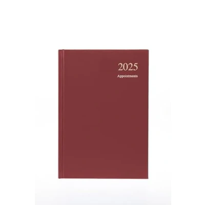Image of Collins Essential 2025 Business Diary A5 Day to a Page with Appointments Planner Leathergrain Hardback Cover Maroon ESSA51A.78 25