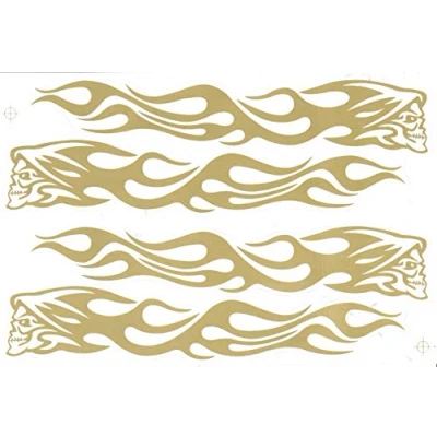Image of by soljo SKULL Fire Flame gold Dead Decal Sticker Tuning Racing Sheet Size: 27 x 18 cm for Car or Motorbike