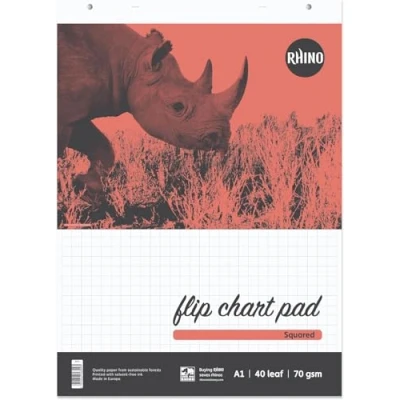 Image of Rhino A1 Flip Chart Paper Pad, 80 Page / 20mm Squared Paper, 5 Pack, 40 Leaf, Office &amp; School Stationery Supplies