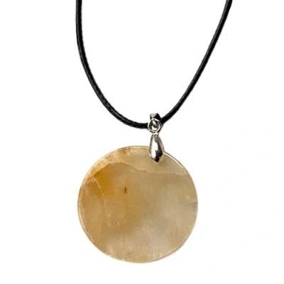 Image of VIE Coin Pendant, Black Cord (Citrine)