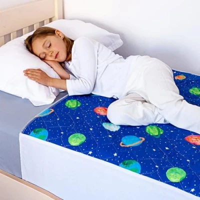 Image of Lynmark® Potty Training Bed Pad with Tucks, Mattress Protector for Waterproof Protection Galaxy Lifesaver Mattress, Excellent Toilet Easy to Wash &amp; Dry Fits Toddler Single