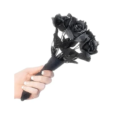 Image of Smiffys Corpse Bride Bouquet, Black Roses, Halloween Fancy Dress Accessory, Accessories Up decorations