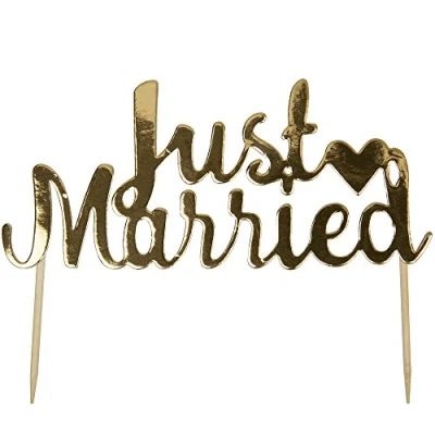 Image of Neviti Scripted Marble Just Married Cake Topper