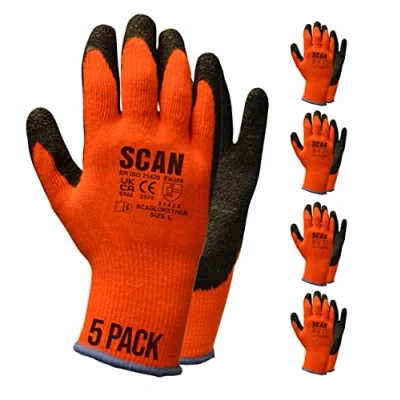 Image of Scan SCAGLOKSTH5X Knitshell Thermal Latex Coated Gloves Orange Size 10 (5 Pairs)