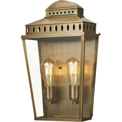 Image of Mansion House 2 Light Large Outdoor Wall Lantern Brass IP44, E27