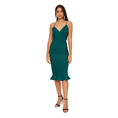 Image of Trendyol Women Midi Bodycon Regular fit Woven Dress Teal