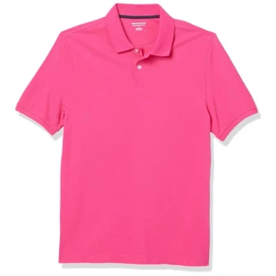 Image of Amazon Essentials Men&#039;s Slim Fit Cotton Pique Polo Shirt, Hot Pink, XL
