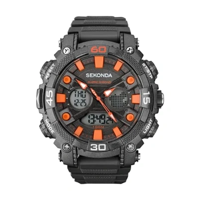 Image of Sekonda Men&#039;s Digital Watch with Black Dial Display and Grey Plastic Strap 1037.05