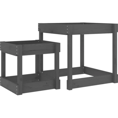 Image of vidaXL Sand Tables 2 pcs Grey Solid Wood Pine
