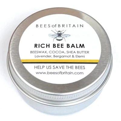 Image of Bees of BRITAIN 100% Natural Bee Balm Shea, Cocoa Butter &amp; Beeswax. Repairs, Soothes, Hydrates Sensitive Skin. We Donate 5% our Profit to Save + Pollinators. 50ml
