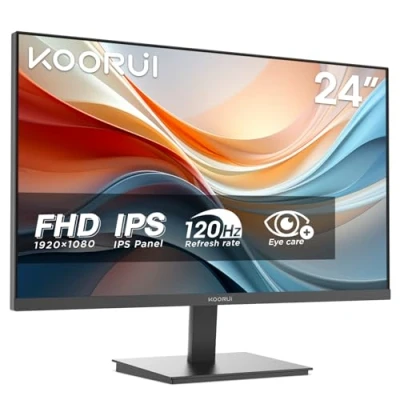 Image of KOORUI E2411H 24 Inch FHD Monitor, Gaming 120Hz, IPS Computer Monitors, 1080P Pc Screen, Adaptive Sync, 5ms, VESA 100x100mm, Eye Care, HDMI, VGA