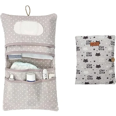Image of HAMUR HOME Diaper Bag Organizer And Cosmetic 2in1 Small For On The Go Mom&#039;s Diapers Cream Wipes Baby (Fox)