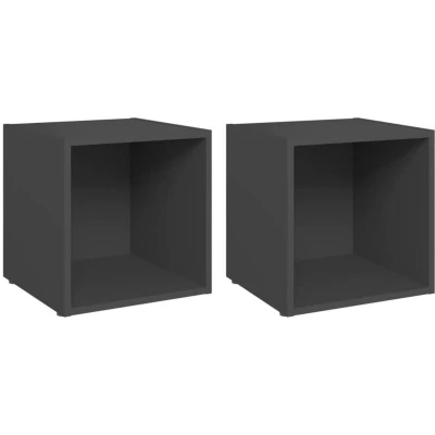 Image of vidaXL TV Cabinets 2 pcs Grey 37x35x37 cm Engineered Wood