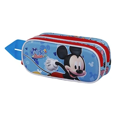 Image of Disney Mickey Mouse House 3D Double Pencil Case, Blue, 22 x 9.5 cm