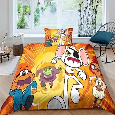 Image of HMLTD Danger Mouse 3D Print Duvet Cover Set with Pillowcases Animation Quilt Soft Microfiber Bedding Comforter Coverwith Zipper Closure for Kids Teens Adults 3PCs Single（135x200cm）