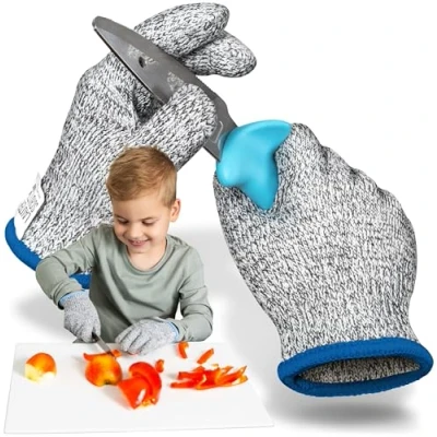 Image of LAUTER SCHUTZ LauterSchutz® FOR CHILDREN: Premium CUT resistant gloves made out of HPPE LEVEL 5 PROTECTION comfortable and good fit [German manufacturer] (Size L: 6 11 years old)
