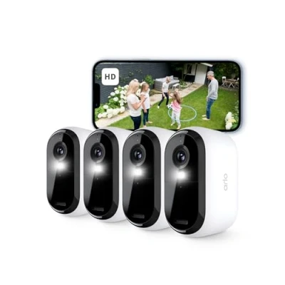 Image of Arlo Essential 2 HD Video Security Camera Outdoor Wireless, Battery Operated Home With Colour Night Vision, Light, Siren, Way Audio &amp; WiFi, Secure Free Trial, 4 Cameras, White