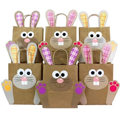 Image of Papierdrachen DIY Easter gift bags with Bunny in orange pink purple to fill yourself for the packaging of gifts children and adults