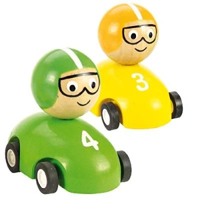 Image of Bigjigs Toys Pull Back Racing Car (Pack of 2 Yellow and Green)
