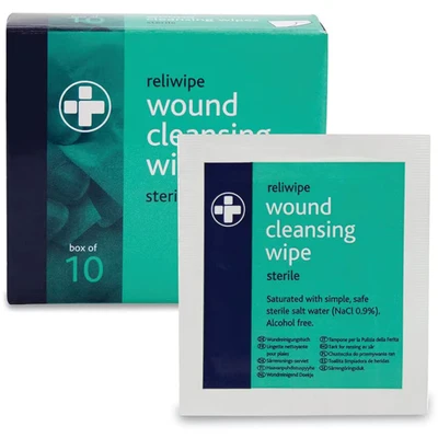 Image of Reliance Medical REL740 Reliwipe Moist Saline Cleansing Wipe, Sterile &amp; Alcohol Free (Pack of 10)