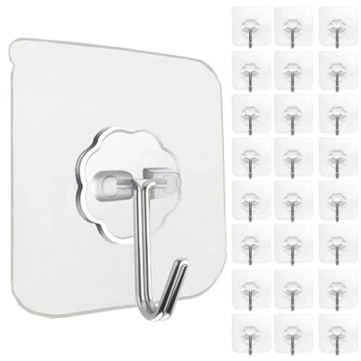Image of Aurldpio 25 Pack Heavy Duty Adhesive Wall Hooks with Stainless Hooks,Max 10KG/22lb,Nail Free Sticky Hangers,for Kitchen, Bathroom, Office, Closet, Hanging Coat Cloth Towel Key Decorations