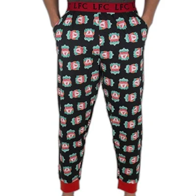 Image of Liverpool FC Official Football Gift Mens Lounge Pants Pyjama Bottoms Black Large