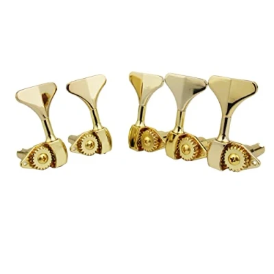 Image of Guyker Bass Machine Head (3R + 2L) 1:20 Ratio Open Gear Tuners Tuning Key Pegs Replacement for Electric Jazz Guitar or Precision Instruments golden