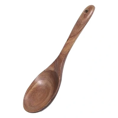 Image of Wood Spoons for Cooking,Wooden Spatula Salad Fork Teak Cooking Spoons, Wooden Utensils Serving Kitchen Cookware Baking, Cooking, Stirring