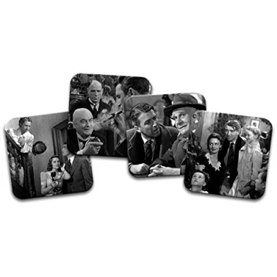 Image of I&#039;ts A Wonderful Life Set of 4 95mm Square Cork Backed Coasters