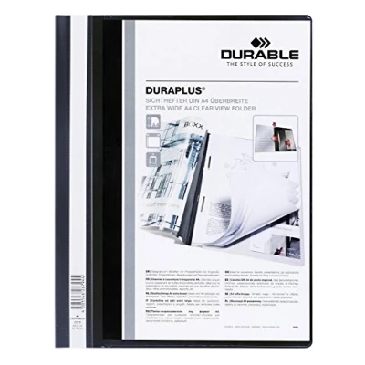 Image of Durable 257901 Duraplus Folder with Transparent Pocket for A4 Documents Black Pack of 25