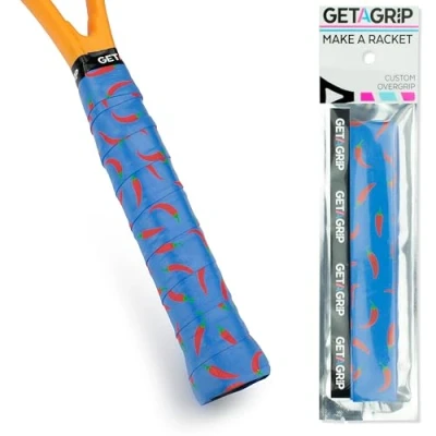 Image of GET A Grip Custom Tennis Racket Tape Anti Slip/Quick Drying Overgrips Precut Badminton with Finishing Squash Tapes (Heatwave, 1 Grip)