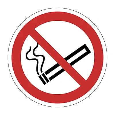 Image of No Smoking Floor Sticker, Hard Wearing Non Slip/Abrasive Lamination, R9 Grade For Slip Resistance, High Strength Adhesive Backing, 400mm Diameter