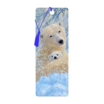 Image of 3D LiveLife Bookmark Northern Family from Deluxebase. A Polar Bear with lenticular Artwork Licensed Renowned Artist Beth Hoselton