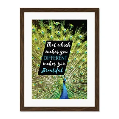 Image of Motivational Peacock Different Beautiful Large Art Print Poster Wall Decor 18x24 inch Supplied Ready To Hang With Included Mount Brackets