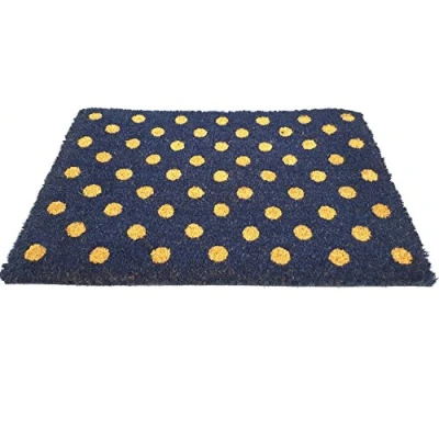 Image of Prime Homewares Doormats 60 x 40cm Various Design Coir Doormat (Navy Blue Polka Doormat)