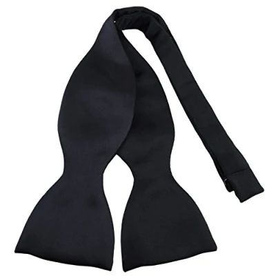 Image of TigerTie bow tie from pure silk, color black self tie, silk + Gift box with manual