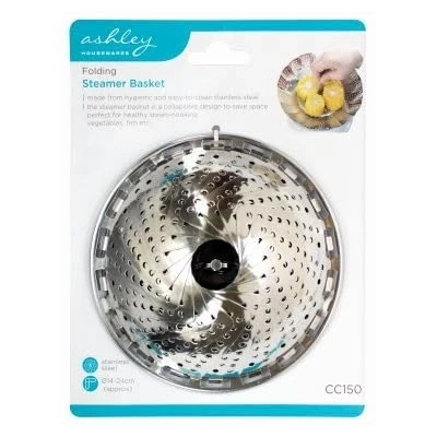 Image of Folding Stainless Steel Steamer Basket 14 24cm By Ashley